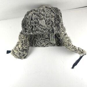 Vintage Ushanka Trapper Hat Mens Persian Lamb Grey Fur Russian Soviet Style
